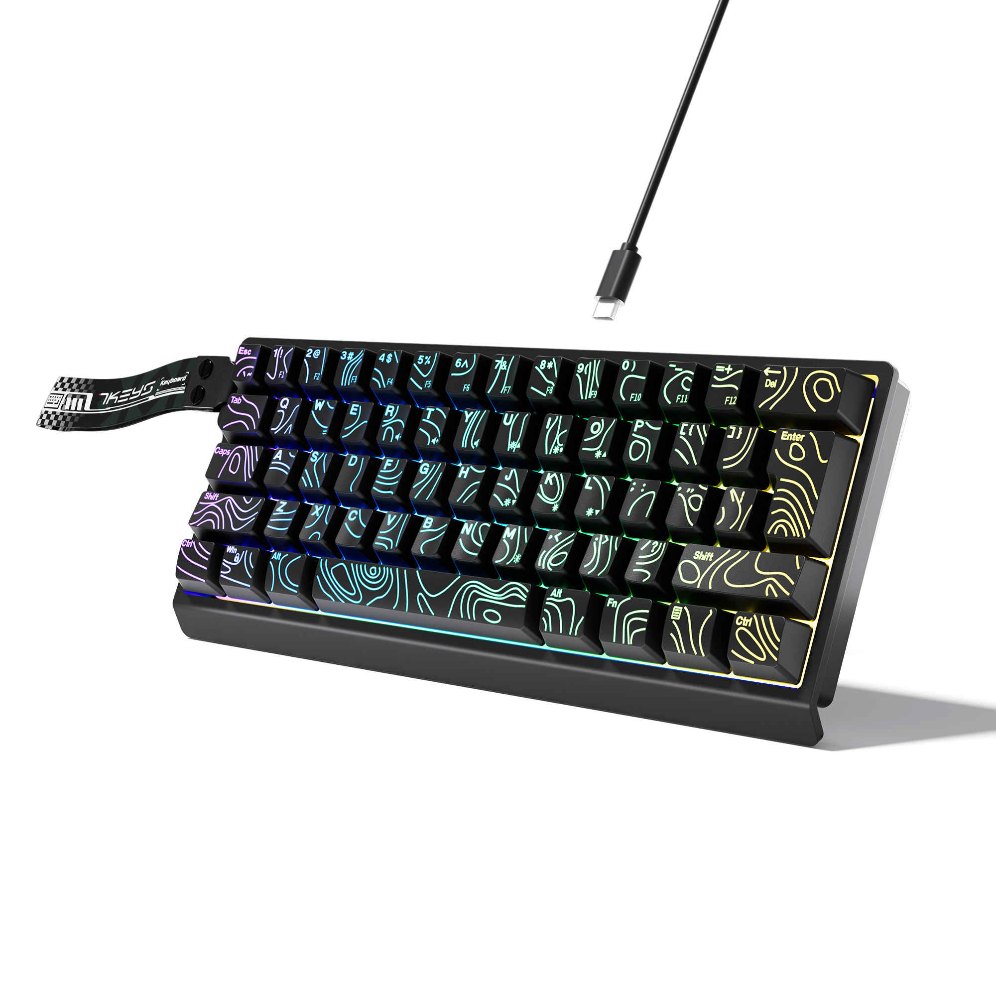 Laptop Accessories Uk - 60% compact bedraad toetsenbord met RGB-achtergrondverlichting