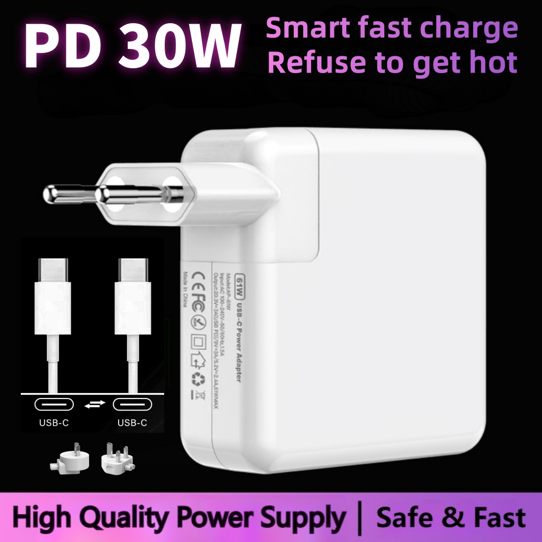 Laptop Accessories Uk - 30W PD Type-C Notebook Laptops Voedingsadapter