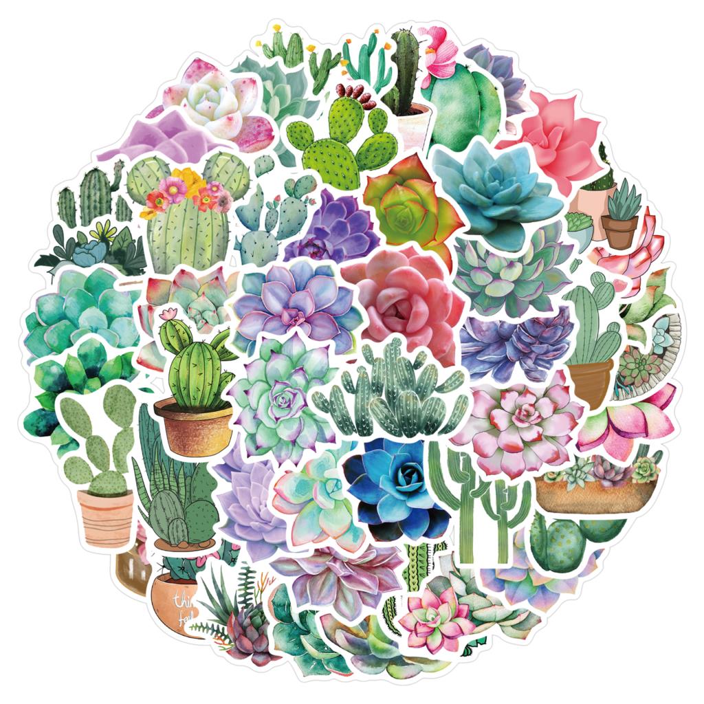 Laptop Accessories Girly - 50Pcs Succulent Stickers Voor Laptop Journaling