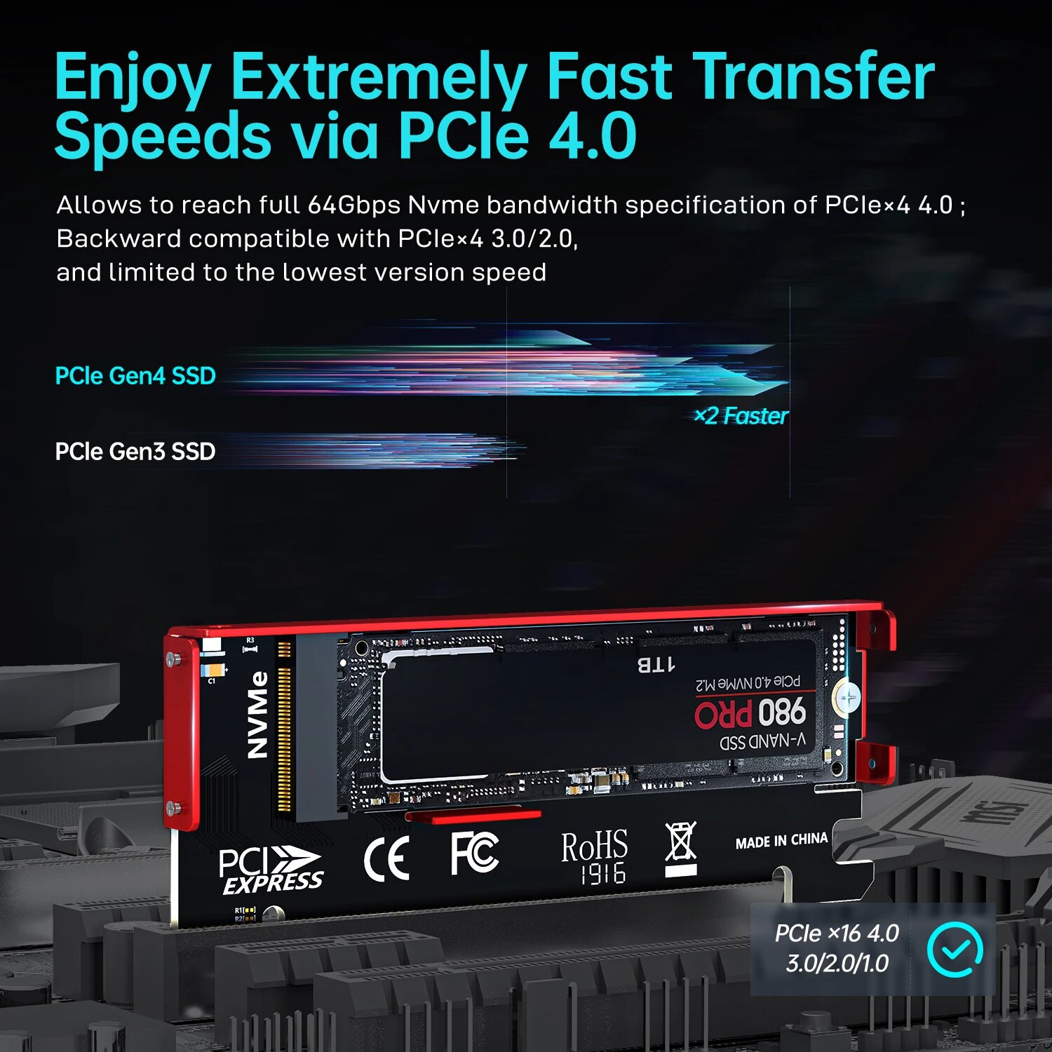 JEYI M.2 NVME naar PCIE 4.0 X1 - Samsung Ssd 990 Pro recensie en prijs